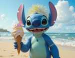 Lilo & Stitch-Inspired Ice Cream Recipes – Aloha From Hawaii To Outer Space Image 11 Stitch with an ice cream cone in a beach Frosted Fusions