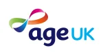The logo of Age UK. It has a multicoloured ribbon and the words Age Uk