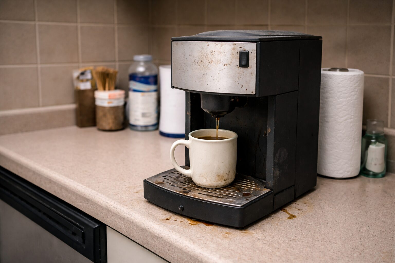 Basic office coffee machine in staff kitchen