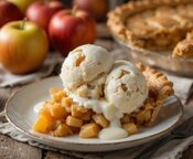 Spiced-Apple-Homemade-Ice-Cream-A-Twist-on-a-Classic-Pie-Favourite-image-9-dish-with-slice-of-apple-pie-with-Apple-Pie-ice-cream-with-fresh-Apples-and-Apple-pie-in-background-Frosted-Fusions