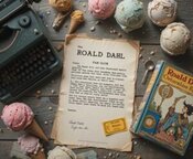 Dahl-licious-Scrumdiddlyumptious-Ice-Creams-Inspired-By-Roald-Dahl-image-7-typed-fan-club-letter-with-typewriter-Roald-Dahl-Book-and-ice-creams-Frosted-Fusions