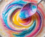 Rainbow-Ripple-Funfetti-Ice-Cream-Image-3-Coloured-rainbow-ripple-sauce-swirled-with-spoon-close-up-Frosted-Fusions Rainbow-Ripple-Funfetti-Ice-Cream-Image-3-Coloured-rainbow-ripple-sauce-swirled-with-spoon-close-up-Frosted-Fusions