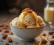 Sugar-and-Spice-and-All-Things-ICE-image-5-brown-butter-pecan-ice-cream-topped-with-caramel-drizzle-and-pecans-in-a-rustic-bowl-Frosted-Fusions