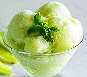 honeydew-melon-sorbet-mint-sprig-in-glass-dish-frostedfusions