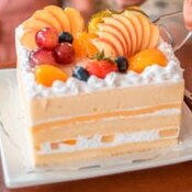 Homemade Ice Cream Cakes For That Special Occasion image 3 peach coloured fruit covered ice cream cake Frosted fusions