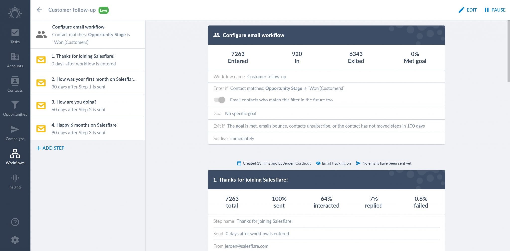 salesflare workflows