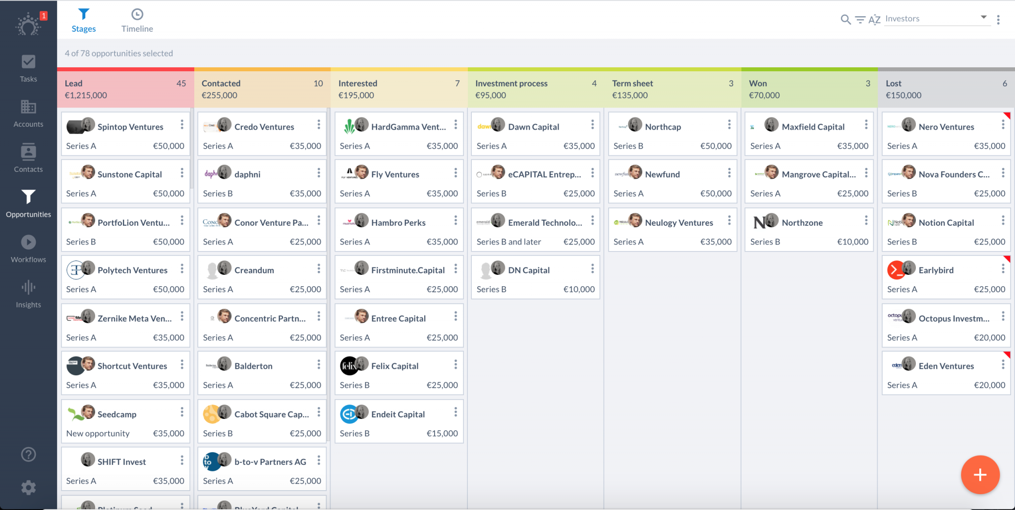 investor pipeline in salesflare