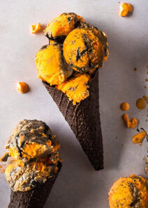 Tiger Tail Ice Cream The Sweet And Bold Canadian Classic image 9 scoop of tiger tail ice cream in ice cream cone frosted fusions