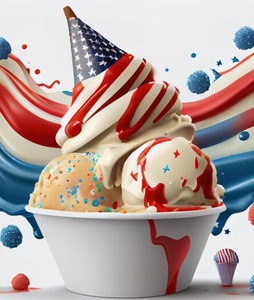 Red, White, And Blueberry Homemade Ice Cream An Independence Day Special image 10 bowl of 2 scoops of ice cream with red white and blue sauce frosted fusions