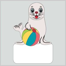 Geburtstafel Seehund zum selber bemalen