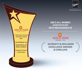 KBL wins awards for diversity and competitiveness KBL’s all-women manufacturing facility located at Kaniyur near Coimbatore, Tamil Nadu, was honoured for being the Best Employer for Women.