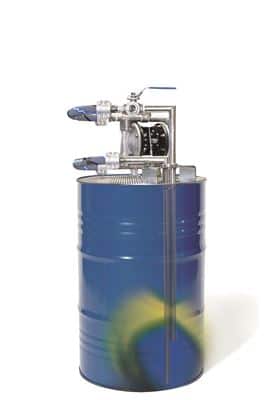 The mixing and pumping process is made via a suction and mixing tube and a 3-way ball valve.