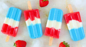 Red, White, And Blueberry Homemade Ice Cream An Independence Day Special image 5 red white and blue coloured ice lolieswith fresh strawberries frosted fusions