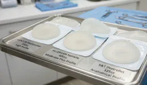 silicone breast implant brands on sterile tray