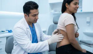 doctor examining 360 lipo patient skin smoothness