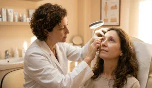 clinical examination blepharoplasty scar patient doctor