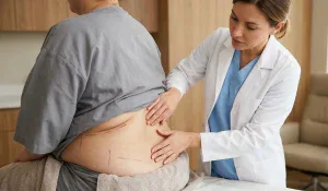 clinical 360 liposuction exam doctor patient back midsection