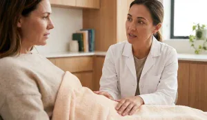 surgeon discussing risks with patient before surgery