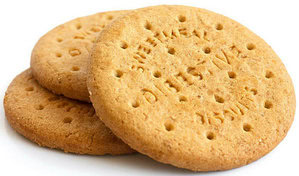 Homemade Strawberry Cheesecake Ice Cream Recipe image 5 three digestive biscuits white background frosted fusions