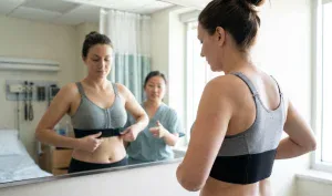 breast implant medial displacement mirror assessment
