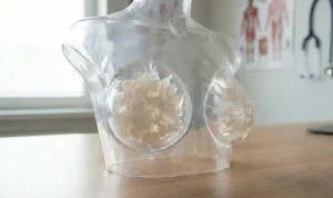 anatomical model showing breast hypertrophy tissue