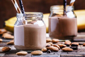 Quick-Easy-And-Deliciously-Healthy-Breakfast-Smoothie-Recipes-image-3-chocolate-and-almond-smoothie-with-chocolate-chips-and-fresh-almonds-Frosted-Fusions