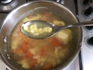 A Polish dish of soup with carrots and potatoes.