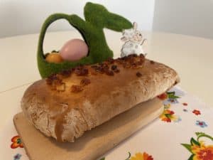 Chlebiczek Easter bread on a chopping board.