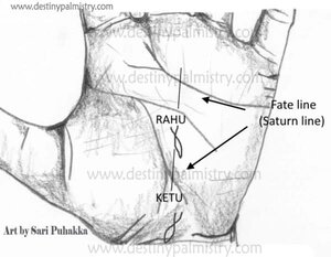 fish sign on rahu, ketu mount, rahu and ketu, 