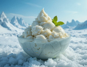 May The Fourth Be With Your Ice Cream Scoops – Join The Frozen Side image 2 bowl of white frosted ice cream with planet Hoth background Frosted Fusions