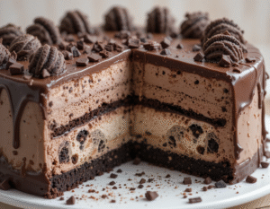 The Ultimate Chocolate Ice Cream Guide For World Chocolate Day Image 6 chocolate ice cream cake with layers of biscuit base chocolate ice cream topped with chocolate ganache Frosted Fusions