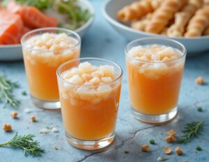 Paw-sitively-Cool-Frozen-Treats-For-Cats-And-Cool-Canines-Too-Image-3-salmon-and-chicken-broth-slushies-with-fresh-salmon-and-cooked-chicken-in-the-background-Frosted-fusions