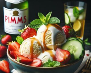 anyone-for-pimms-homemade-pimms-and-lemonade-ice-cream-image-7-bowl-of-ice-cream-garnished-with-cucumber-mint-and-strawberries-frosted-fusions