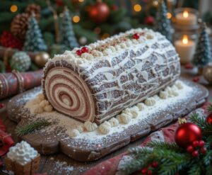 christmas-ice-cream-desserts-to-sweeten-your-festivities-image-2-chocolate-yule-log-sliced-showing-inner-swirls-with-christmas-decorations-frosted-fusions