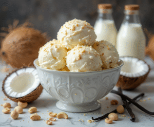Step-by-Step-Guide-To-Making-Creamy-Vegan-Ice-Cream-At-Home-image-3-Vanilla-bean-ice-cream-with-coconut-milk-and-fresh-coconut-and-vanilla-beans-Frosted-Fusions