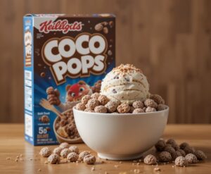 Cereal-ously-Delicious-Ice-Cream-Fusions-Inspired-By-Your-Favourite-Breakfasts-image-5-coco-pops-ice-cream-in-a-bowl-with-coco-pops-cereal-box-in-the-background-Frosted-Fusions