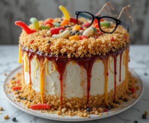 Dahl-licious-Scrumdiddlyumptious-Ice-Creams-Inspired-By-Roald-Dahl-image-3-An-upside-down-ice-cream-cake-with-gummy-worms-jam-ripple-and-crushed-biscuits-Frosted-Fusions