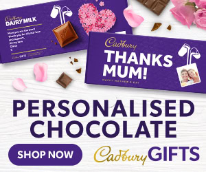 Cadbury personalised chocolate gifts banner
