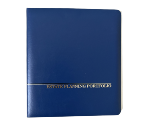 Every client receives a blue binder with their estate planning documents, organized and ready to use.