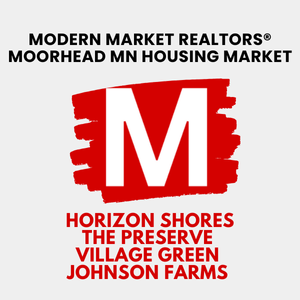 Modern Market REALTORS&reg; graphic highlighting the Moorhead MN housing market, featuring top neighborhoods including Horizon Shores, The Preserve, Village Green, and Johnson Farms.Modern Market REALTORS&reg; graphic highlighting the Moorhead MN housing market, featuring top neighborhoods including Horizon Shores, The Preserve, Village Green, and Johnson Farms. 