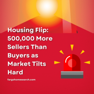 Red alert graphic: Biggest Gap Ever—sellers outnumber buyers by half a million homes.