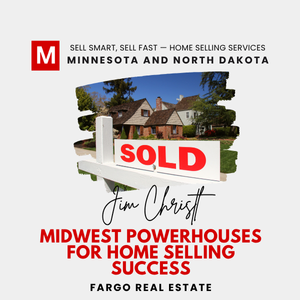 Modern Market REALTORS® graphic Minnesota & North Dakota home selling, with a SOLD yard sign before a house and “Jim Christl” signature.
