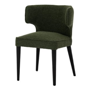 Astley Moss Green Dining Chair with textured green upholstery, curved backrest and black legs
