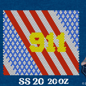 SS20 american flag 911 20oz rhinestone template watermark