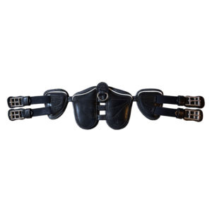 Scharf Limited Edition Freedom Dressage Girth – Black with White Piping