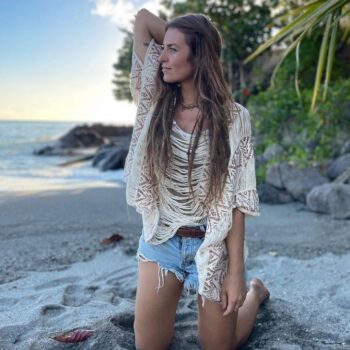 Chrochet Poncho -handmade- natural-