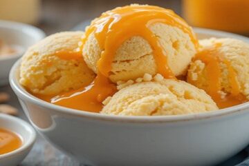 A-Delicious-And-Easy-Homemade-Butterscotch-Ice-Cream-featured-image A Bowl of-butterscotch-ice-cream-drizzled with butterscotch-sauce Frosted Fusions