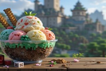 Minecraft-Inspired-Ice-Cream-Recipes-–-Scoops-From-The-Blocky-World-Featured-Image-637x1920w-Minecraft-background-with-bowl-of-minecraf-tthemed-ice-cream-Frosted-Fusions