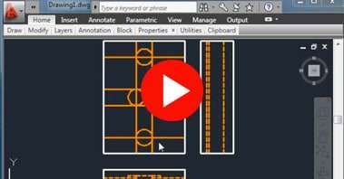 Screenshot of PLAY button of CAD/BIM video for AutoCAD