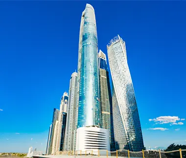 With its towering height and gleaming exterior, the Ciel fits right in with Dubai's skyline.